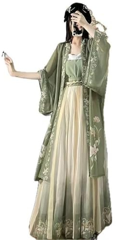 Green Hanfu Dress For Women Traditional Chinese Costume Ancient Song Dynasty Hanfu Summer Green Dress (M fit for weight 105.82-145 lbs)