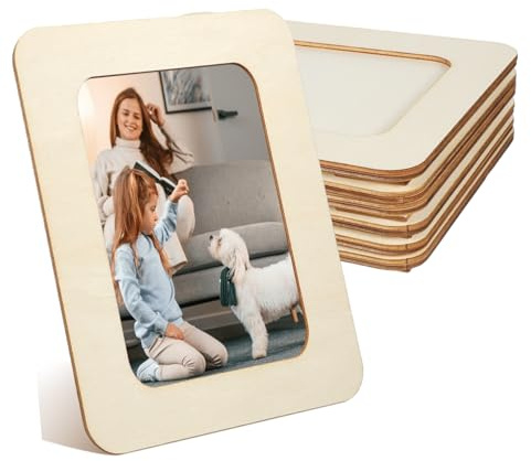 NUOBESTY 6 Pcs Painting Frames Khaki Picture Frames Craft Kits Picture Frame Wood Unfinished Wood Frames Boxwood