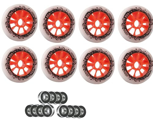 8-pack inlines, rullskridskor, rullskridskor, hjul, inline-hjul för utomhusbruk, 90 mm, 100 mm, 110 mm, ersättning med ABEC 9-kullager, hårdhet 85 A, ökad hastighet