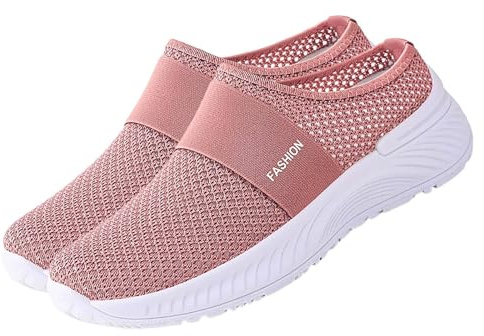 Chaussons Orthopédiques Pour Femmes Été Confortable Chaussures Compensées Avec Coussin D'air Sandales Glissement Sur Doux Pantoufles En Maille Antidérapante Respirantes À Bout Fermé