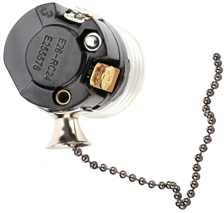Pongnas Bolpe de Bombilla, Zócalo de la Cadena de Reemplazo de Lámpara con la Cadena de Luz con de Extracción E27 Aluminio para Mesa de Escritorio (BLACK)
