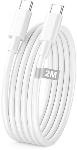 2M USB C-kabel för snabb laddning, 60 W/3A iPhone 16 15 laddningskabel Typ C laddningskabel Snabb laddning USBC till USBC-kabel 2M USB C-kabel för iPhone 16e/16 15 Pro Max/Plus, iPad Pro/Air, Samsung