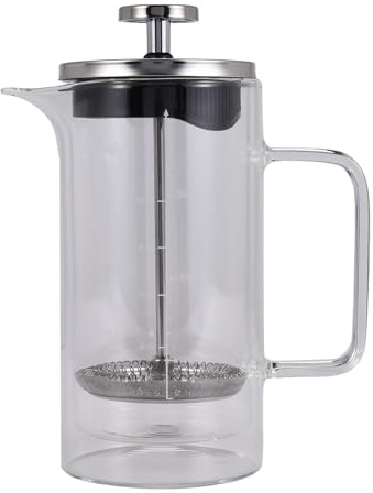 Blmirror Prensa de Vidrio de Borosilicato de Doble Capa Filtro de Prensa Aparato de Café Cafetera Francesa con Escala