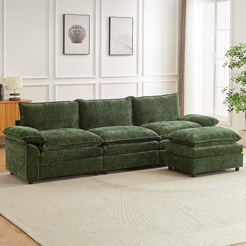 JIEXI Ecksofa Mit Schlaffunktion, Sofas Und Couchs, Modulares Ecksofa, L Form Eckcouch, Wohnlandschaft U Form, Für Couch Wohnzimmer Schlafzimmer Büro Wohnung, Chenille-Stoff 288 x 132 cm