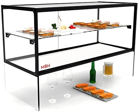 MBH - Quadratische neutrale Vitrine Zeppelin, 92 cm, für die Gastronomie. Erhöhte neutrale Thekenvitrine für Bars und Restaurants. Ohne LED.