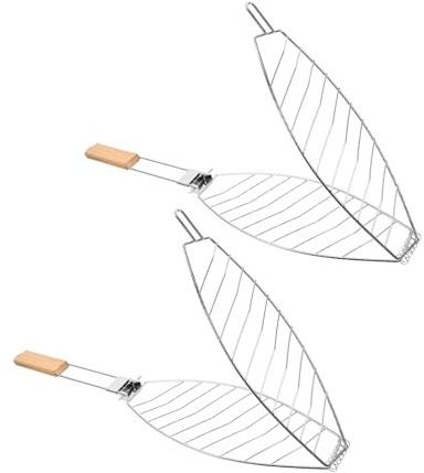 ZUNOXAZ Panier à Griller pour Barbecue Pliable en Acier Inoxydable avec Poignée Isolante Résistant à Haute Température, Design Détachable, 2 Pièces, pour Cuisson en Plein Air et Camping