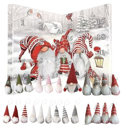Calendario de Adviento de Gnomos de Navidad – de cuenta regresiva para las fiestas, colección de figuras enanas de 24 días | para niños y adultos, centro de mesa festivo, repisa, árbol,