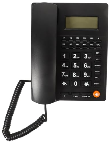 JOINPAYA Téléphone Fixe pour Personnes Âgées Affichage du Numéro Grandes Touches Faciles à Utiliser Téléphone Mural Filaire Adapté pour Maison et Bureau