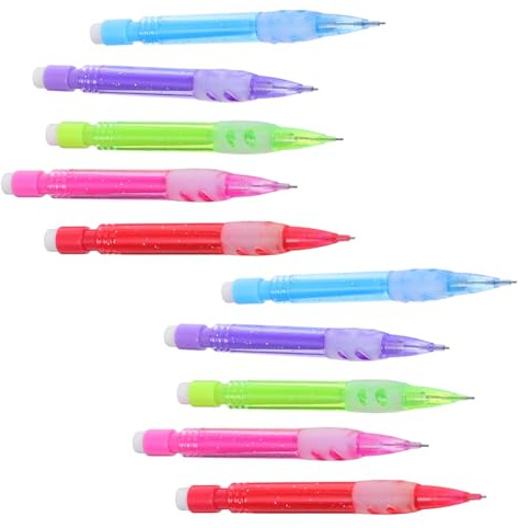 Healeved Juego de 10 Mini Portaminas Automáticos de 07 MM Lápices Pequeños de Plástico Resistentes 5 Colores Vivos con Borrador Integrado Ideales para Dibujo Escritura y Uso Escolar U