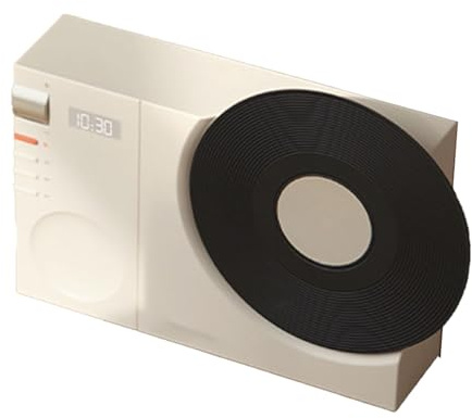 SUNGOOYUE Altoparlante Radio BT retrò Vintage con Orologio, Altoparlante Portatile in Miniatura con qualità Premium per gli Amanti della Musica Classica [Home Office] (WHITE)