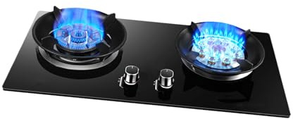 Piano cottura a gas portatile a 2 fuochi, fornello da tavolo, fornello a GPL, gas da esterno for campeggio, giardino, patio, picnic, casa, piccoli spazi(LPG)