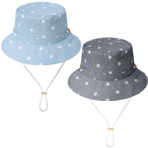 ViEinkaufen 2 Packs Baby Bucket Sun Hat Unisex | Kids Summer Fisherman Hats Wide Brim for Girls