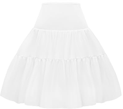 Vlazom Women's Hoop Petticoat Skirt Short Half Slip Crinoline Underskirt Puffy Tulle Slips for Wedding Ball Gown White 2X-3XL