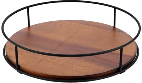 Artibetter Plato Giratorio Lazy Susan de Madera Maciza 9 Pulgadas para Especias, Organizador Redondo Multiusos para Encimera de Cocina y Mesa de Comedor, Soporte Especiero Giratorio