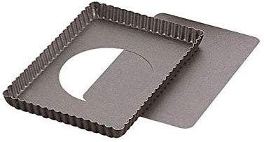 GOBEL - Moule à Tarte Rectangulaire 29x20,5 cm Bord Cannelé Fond Amovible Anti-Adhérent