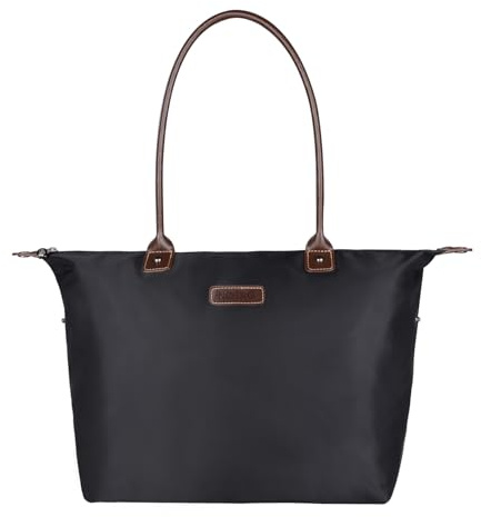 NOTAG Sac Cabas Femmes, Sac à Main en Nylon Sac de Plage (Noir)