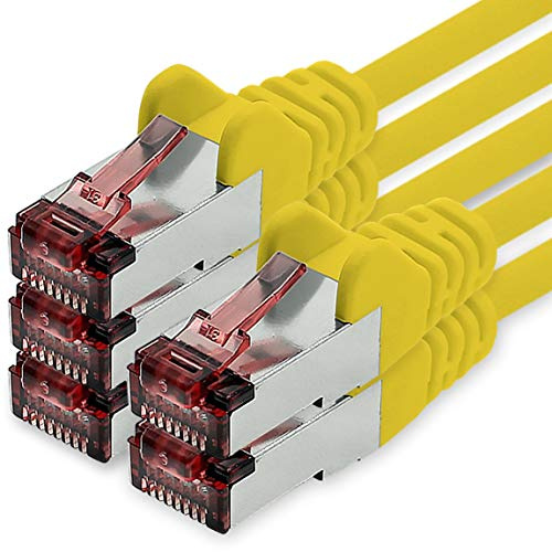 freiwerk Network cable Cat.6 0.25m yellow - 5 x Ethernet cable Lankabel Cat6 Lan network cable Sftp Pimf patch cable 1000 Mbit s