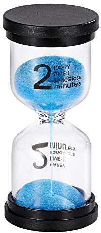 Sand Timer 2 Minute Hourglass Timer: Colorful Small Blue Sand Clock 2 Min, Plastic Hour Glass Sandglass Timer for Kids, Games, Decorative, Classroom, Kitchen, Toothbrush