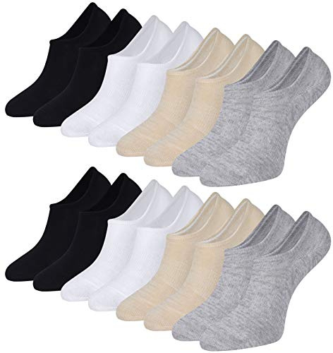 Toes Home Bamboo No Show Trainer Socks for Womens and Men 4-8, 8 Pairs