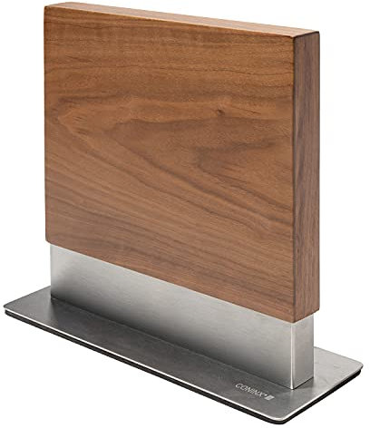 Coninx Messerblock Magnetisch Doppelseitig | Messerhalter Magnetisch ohne Messer | Küchenmesser Knife Holder mit Starkem Magnet | Messerständer Magnetisch Messerbrett Beidseitig Rutschfest | Walnuß