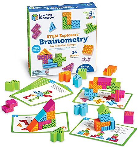 Learning Resources STEM Explorers Brainometry Age 5+, Critical Thinking & STEM Skills 3D Puzzle Game for Kids, 10 STEM Challenges, Ages 5+