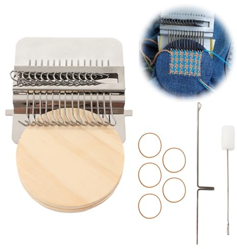 Stopfmaschine,Mini-Stopfmaschine, Speedweve-Webwerkzeug, schnelle Mini-Stopfmaschine zum Ausbessern, Webstuhl-Kit für Anfänger, Jeans reparieren, Löcher reparieren, schöne Webkunst(14Haken), Stop
