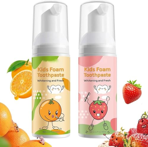 Dentifrice mousse enfant, dentifrice pour soins bucco-dentaires pour enfants,gencives nettoyantes en profondeur,dentifrice enfant mousse (Fraise&Orange)