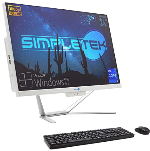 SIMPLETEK PC All in One 24” TouchScreen Full HD Core i5 Fino a 3.20GHz | Windows 11 Pro 8GB RAM SSD 240GB | Webcam integrata WiFi5 Bluetooth Desktop Computer Fisso Aio