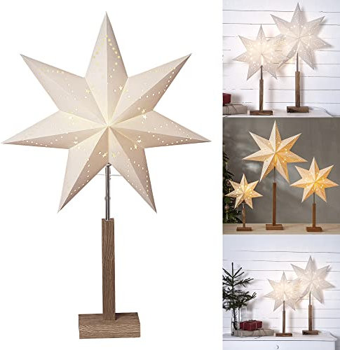 Fensterstern mit Beleuchtung | Weihnachtsdeko Fenster Beleuchtet| Weihnachtsdeko Innen | Papierstern beleuchtet | Weihnachtslampe| Weihnachtsstern beleuchtet stehend | Standleuchte Stern Weihnachten