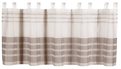 Clever-Kauf-24 Scheibengardine|Schlaufenpanneaux | Taupe/Creme | Kurzgardine HxB 50x140cm ideal für Kleinfenster | Bistrogardine mit Schlaufen | aus recyceltem Material |
