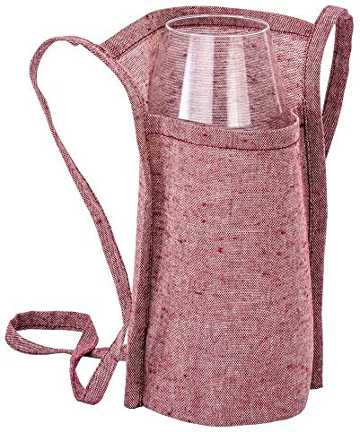 10 (dieci) pezzi Porta bicchiere 18x22x10 da degustazione in cotone riciclato da 150 g/m2, con tracolla da 90 cm. (Bordeaux)