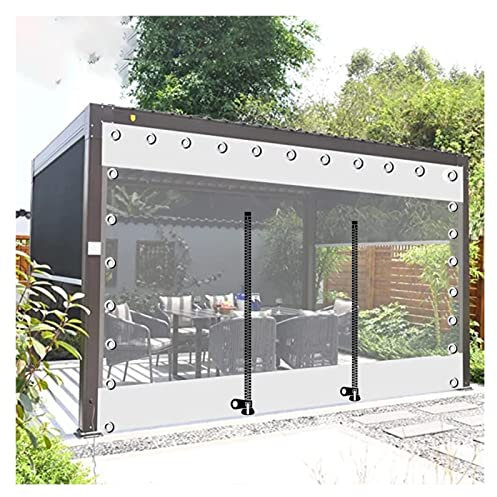 Outdoor-Vorhänge, durchsichtige wasserdichte Planenvorhänge, wetterfeste PVC-Plane mit Reißverschluss, Pergola, Veranda, Pavillon, transparente Seitenwände, mit