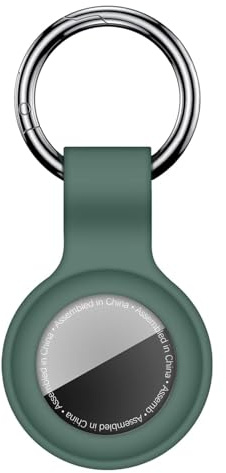 Linsaner Kompatibel med AirTag-fodral nyckelring för Air Tag-hållare silikon för AirTags nyckelring fodral taggar kedja för Apple för AirTag GPS artikelsökare tillbehör, mörkgrön