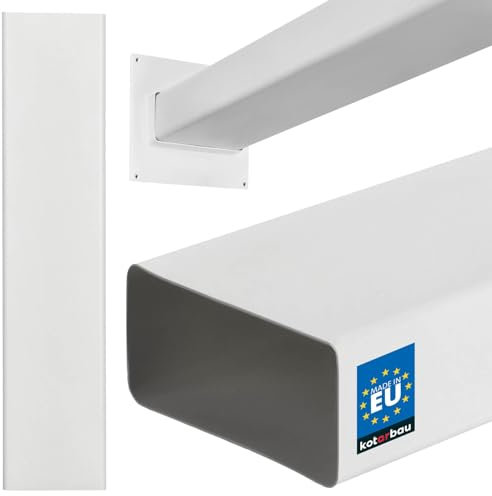 KOTARBAU® Canal plano de 110x55mm conducto de ventilación de plástico 50 cm de longitud sistema de canales planos eficientes para una ventilación óptima canal plano conducto de extracción color blanco