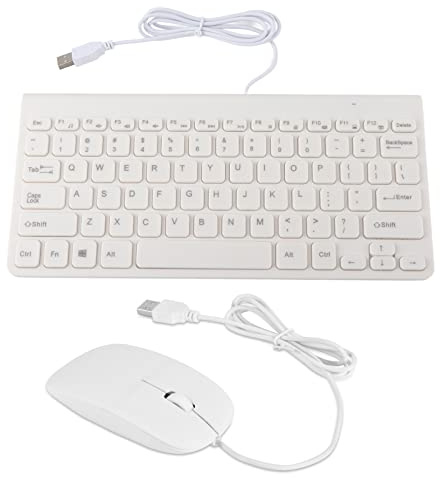 MUNEFE Mini Juego De Teclado Y Ratón con Cable, Ratón con Teclado USB, Juego De Ratón con Teclado Ultrafino De Plástico para PC Y Portátil(Blanco)