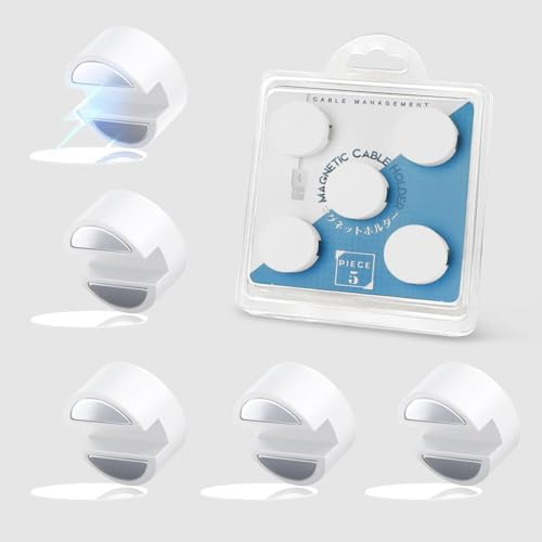 Maveek Kabelhalter Clips, 5 Stück, Magnetische Kabelclips Mit klebriger Metallplatte, Magnetisch Kabelhalter Kabel Organizer, KabelManagement für Desktop, Büro, Zuhause, Auto