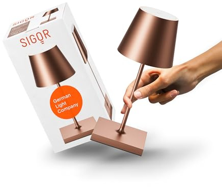 SIGOR Nuindie 2.0 mini LED Akku-Tischlampe, bronzefarben | Dimmbar • Indoor & Outdoor • IP54 • 25 cm • USB-C • 12 h Leuchtdauer