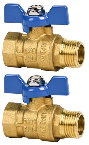2PCS 1/2'' Ball Valve, Male Female Brass Valve, Shower Head Shut Off Valve, Butterfly Handle Shut-Off Control Valve For Water Oil Gas