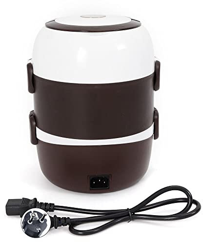Elektrische Lunchbox Speisenwärmer 360° Heizung mit Dampf Lunchbox 3 Schichten 2L Essenwärmer Warmhalter Box Auslaufsicher Stainless Steel Inner Pot18.2 * 18.2 * 23.5cm