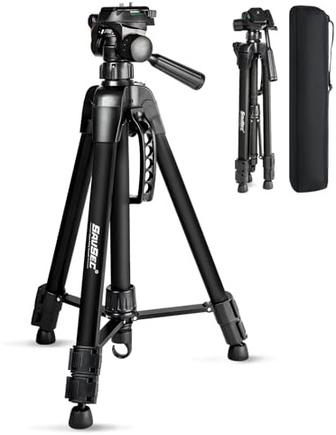 SAVSEC Telescopic Tripod (1/4-10 & 5-8-11) for Laser Level, 120cm/47 Adjustable Thickened Aluminum Tripod with 2 Bubble Level, 3D Swivel Head Compatible with Bosch, DEWALT, Huepar Cross Line Laser