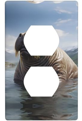 Placca da parete a doppia presa per interruttore della luce, decorazione per la casa, 11,4 x 7,9 cm, stampa tricheco