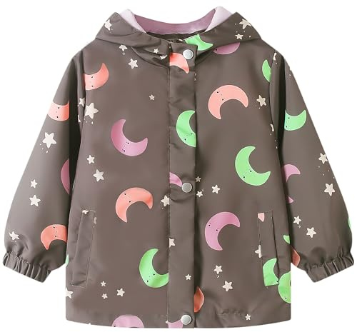 JinBei Vattentät Kappa Barn med Huva Softshell-Regnjacka Lätt Barn Sport Vindtäta Kappor Utomhus Med Mjukt Foder Pojkar Flickor Kläder 2-10 År, Grå, 3-4 �r
