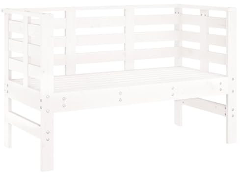 HETFTJN Esszimmerbank Bierbank Sitzbank Esszimmer Garderobenbank - Gartenbank Weiß 111,5x53x71 cm Massivholz Kiefer für Draussen Terrassen Balkon Park
