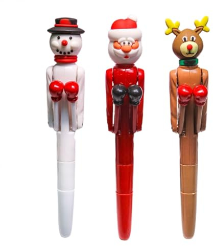 Walopola Penna a natalizia con Babbo Natale, penna a da boxe, alce, Babbo Natale, pupazzo di neve, penna a con inchiostro resistente al colore, penne divertenti si asciugano