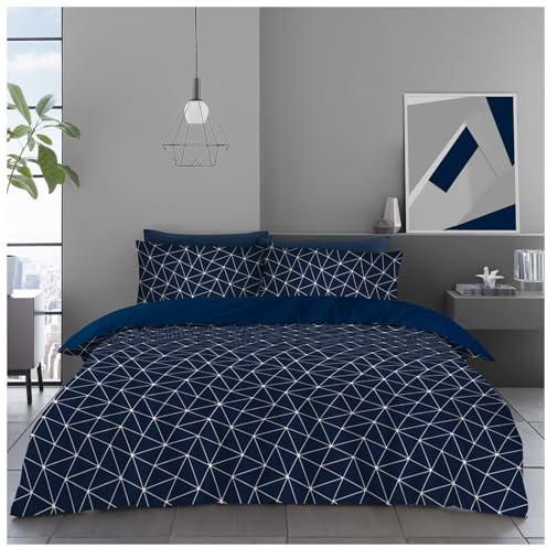 GC GAVENO CAVAILIA Checkered Duvet Cover Set (135x200 cm) - Single Bedding Sets With Pillowcase - Microfiber Geometric Quilt Cover - Bed Linen
