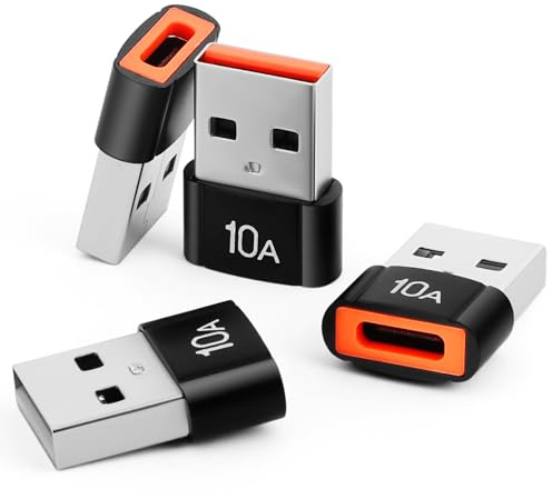 vsshe Adaptador USB a Tipo C 4 Pack, Convertidor para Carga Rápida y Sincronización de Datos, Compatible con iPhone 16/15/14 Plus Pro MAX, AirPods