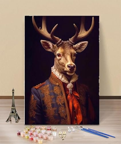 HOLXSW Malen nach Zahlen ab 9 10 11 12 13 14 Jahre Mädchen Tier Hirsch 4 DIY Geschenk Bastelset ölgemälde Pinseln und Acrylfarbe Geschenkbox 40 X 50 cm