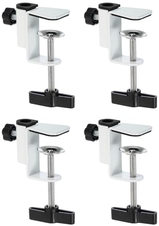 PATIKIL Morsetto Da Tavolo Con Foro Da 0.47, 4 Pezzi Base Universale A C Con Vite Regolabile Per Supporto Microfono Lampada Da Tavolo, Bianco