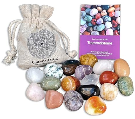 Lebensglück 12 Edelsteine für Kinder groß | Schatztruhe Kindergeburtstag / Schatzsuche | Muggelsteine & Glückssteine | Trommelsteine groß 3-5 cm Give Aways Kindergeburtstag & Give Aways Erwachsene