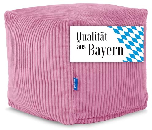 Bruni Sittkub Cubo-snöre i rosa – 40 x 40 cm manchestersittkub från Tyskland, inomhus sittkub, fotpall och golvkudde av manchestertyg